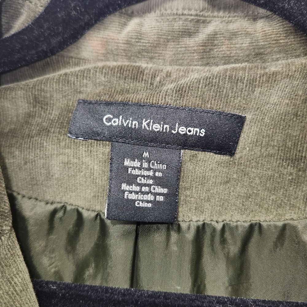 Calvin Klein‎ Jacket Womens M Green Blazer Corduroy Stretch Pockets Soft Comfy - Picture 2 of 7